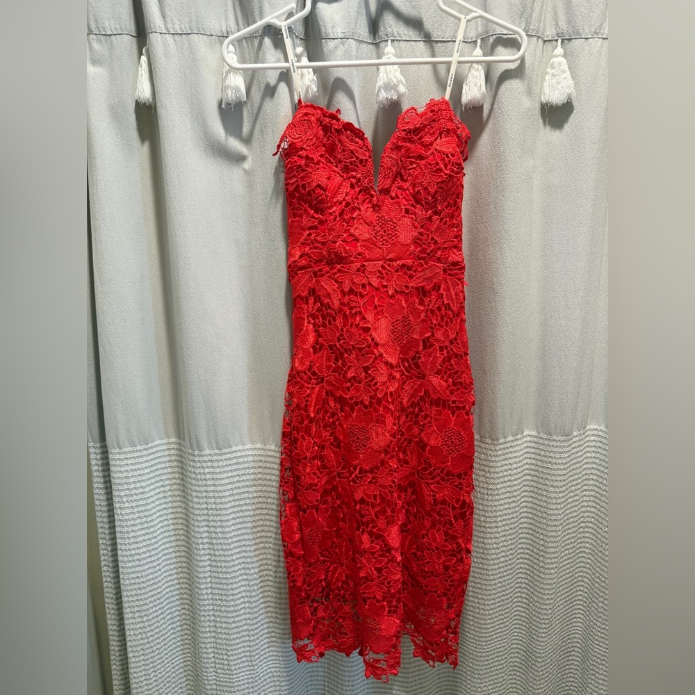 Elegant Off-The-Shoulder Red Lace Dress